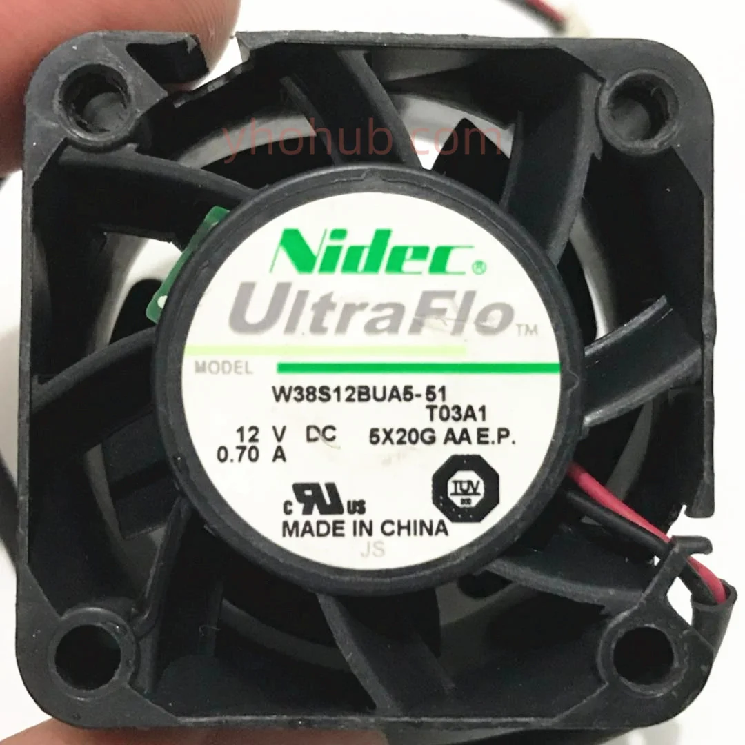 Nidec W38s12bua551 T03a1 dc 12v 0.70a 38x38x28 mm Ventilador de Refrigeração do Servidor de Fios - Imagem 4