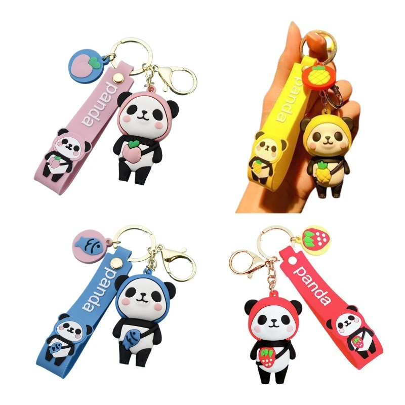 Cartoon Plush Key Ring Handbag Accrssory Gift Lovely Panda Pendant Keychain AA 