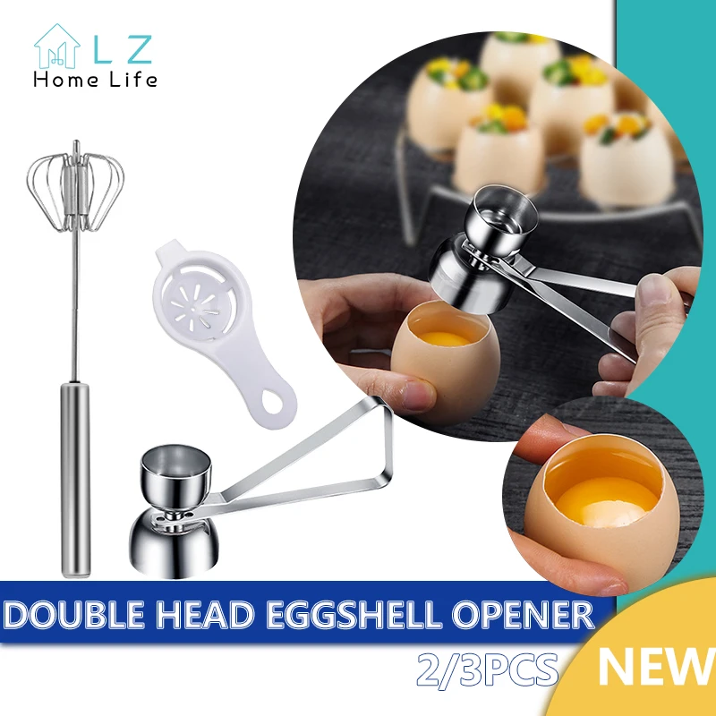 304Metal Egg Scissors Eggshell Opener Eggshell Cutter Double Head Egg Topper Shell Opener Boiled Raw Egg Kitchen Cooking Tools