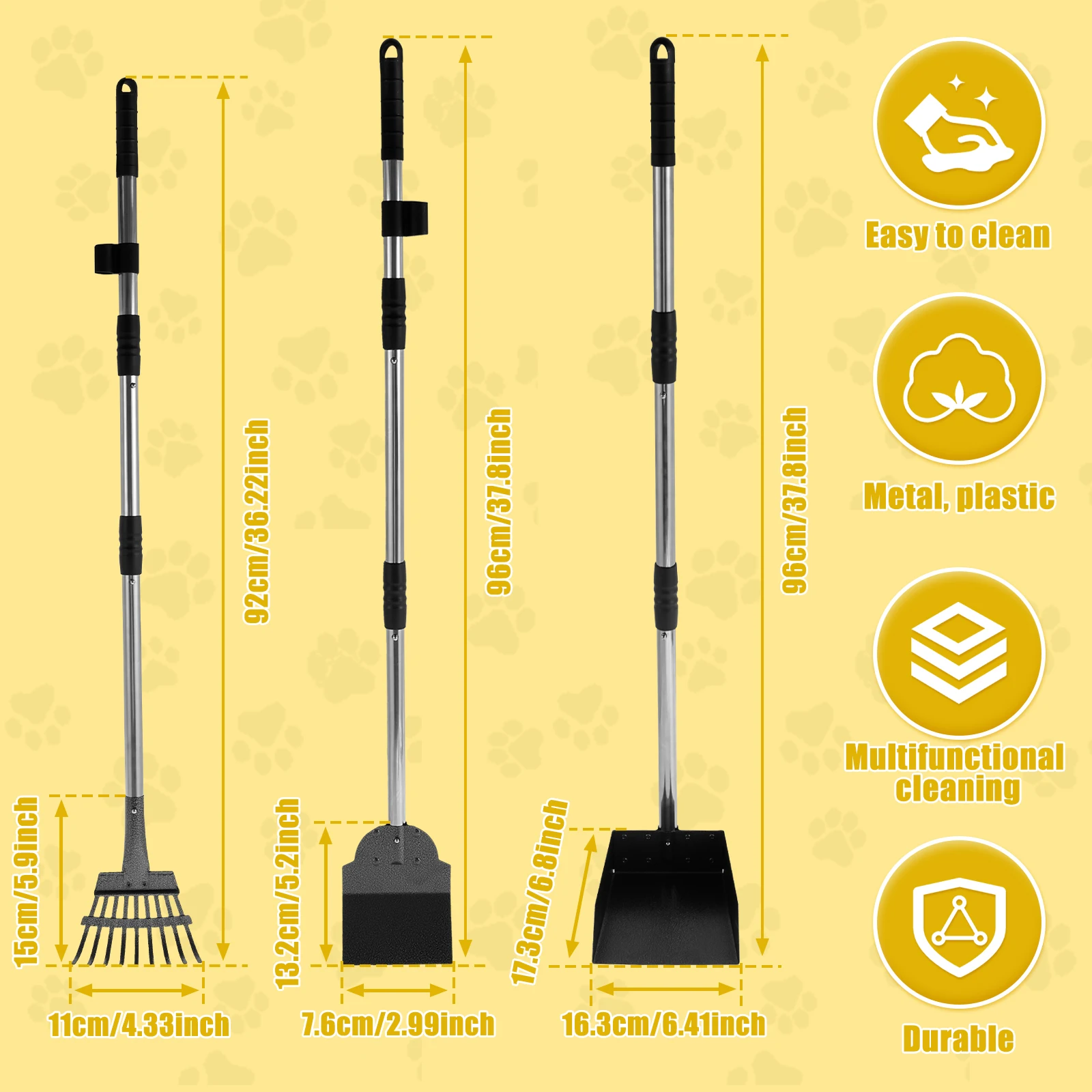 thumbnail image 2 of Dog Pooper Scooper With Etal Rake Tray Spade For Large, 40% OFF 2 of 12