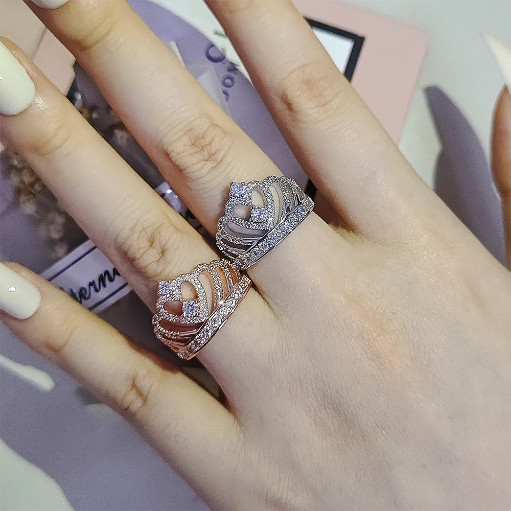 Pink Crown Promise Rings Rose Gold Promise Ring Pink Sparkling