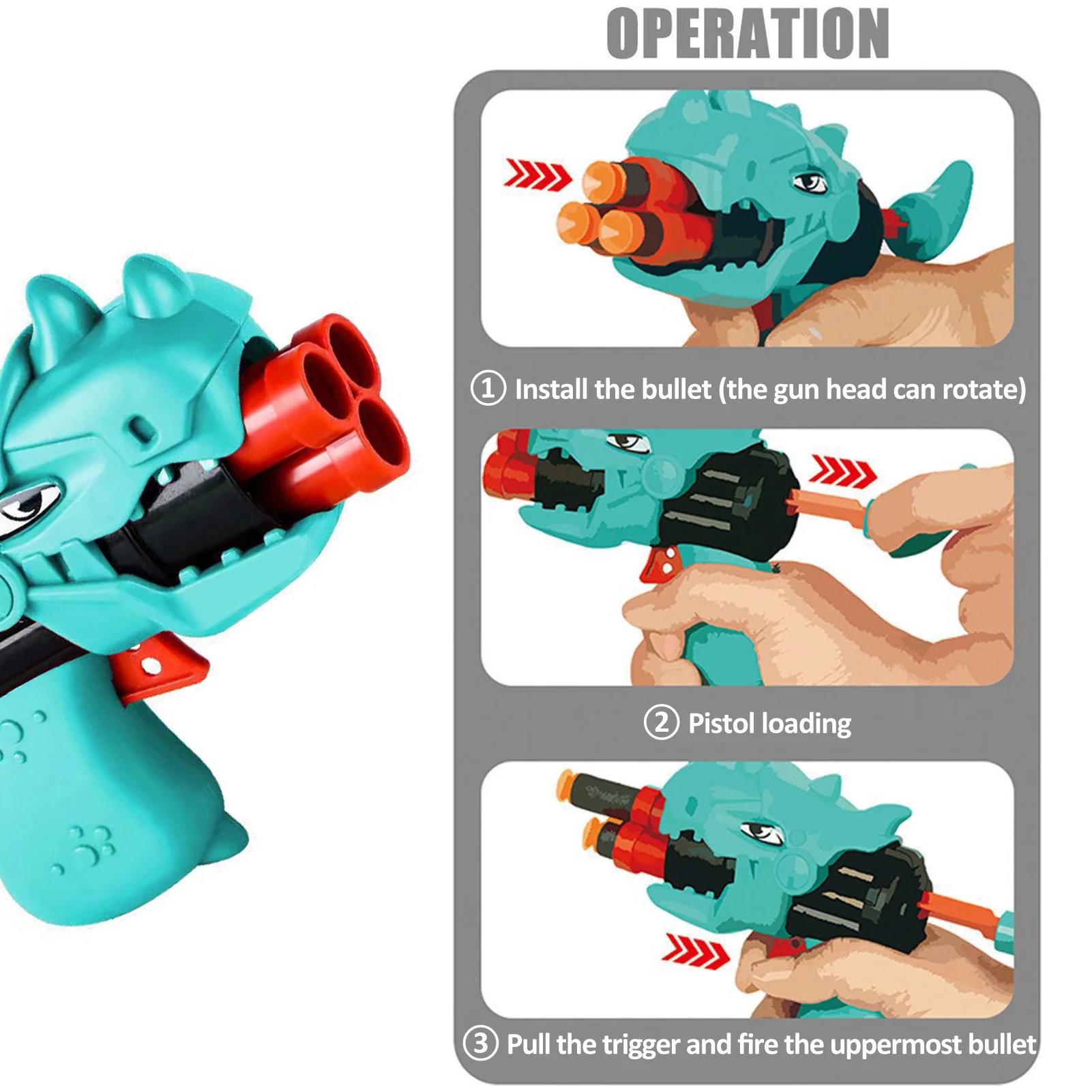 Soft Bullet Toy Guns for Children Cartoon Dinosaur Shark Shape ToyOutdoor Shooting Game Sports Toy for Boys Girls