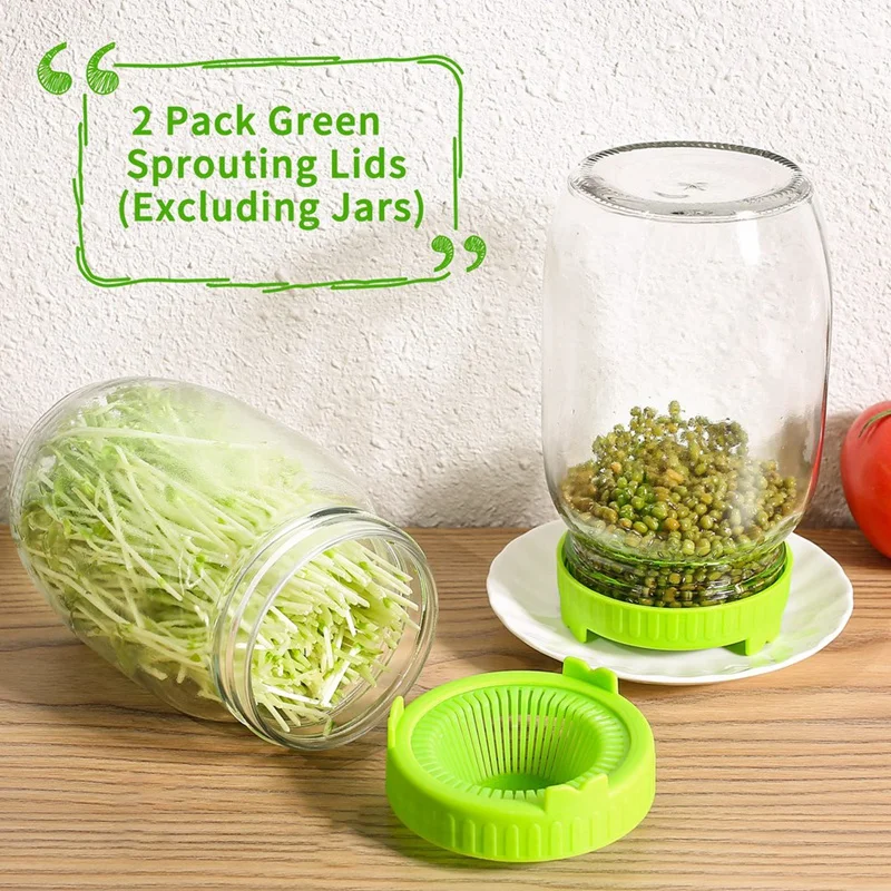 ABUG-6PCS Sprouting Kit Sprout Jars Lids Mesh Lids For Wide Mouth Jars Indoor Microgreens Plants Growing Screen