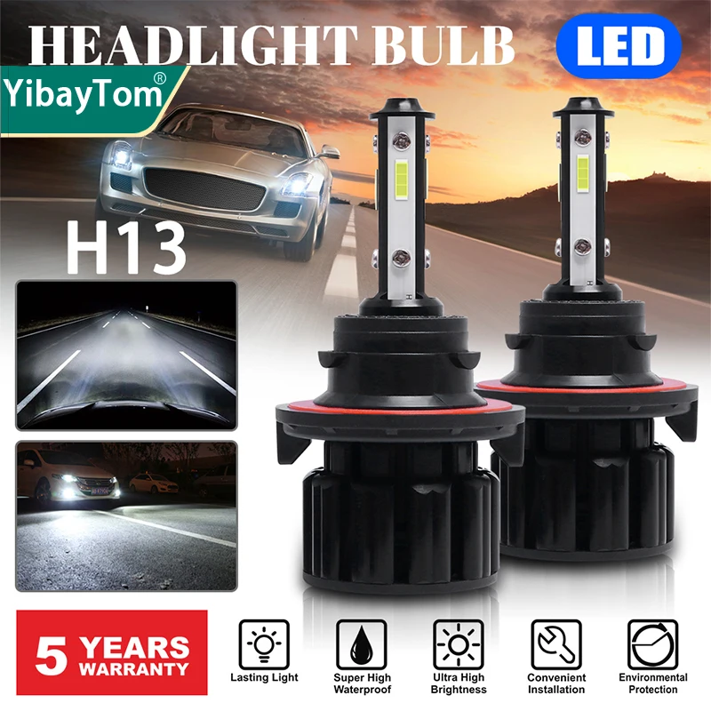 

2x Super Bright Durable 120W 9008 H13 LED Headlight Bulbs Car Headlamp 20000LM 6000K White Hi/Lo Beam DRL Fog Light Replacement