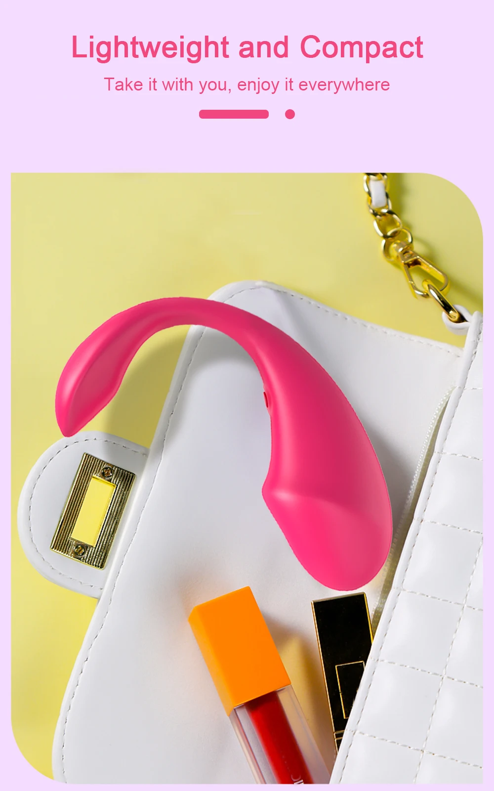 Вібратор, показаний поруч з включеними аксесуарами