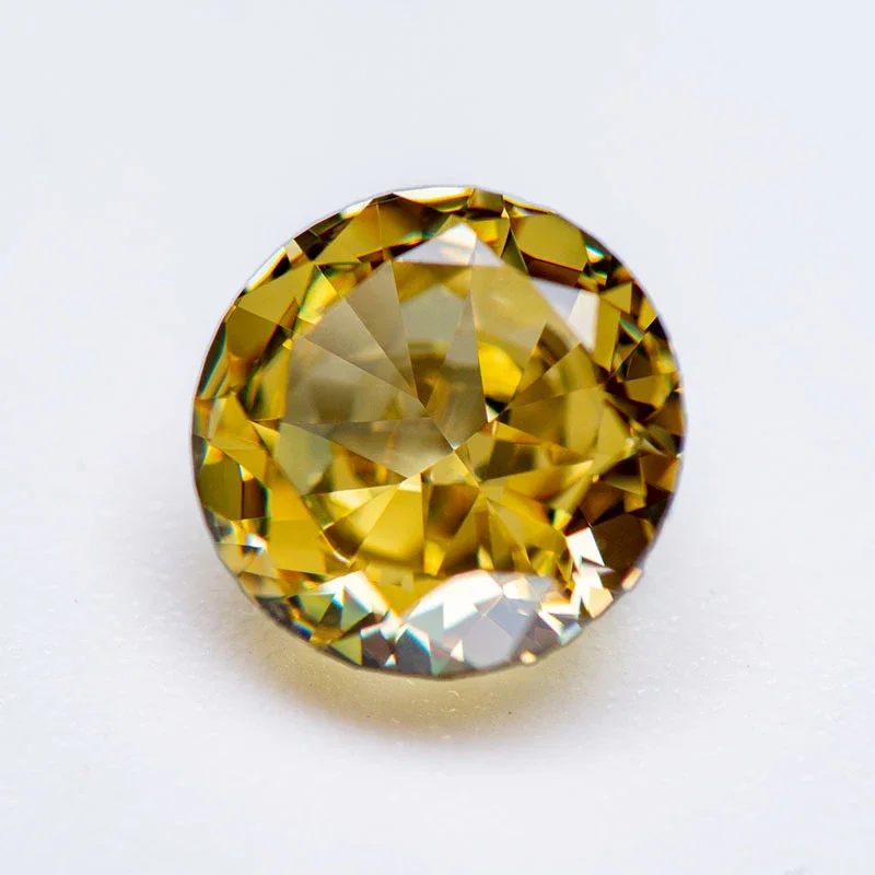 

Light Yellow Color Round Shape Cubic Zirconia Stone 4k Crushed Ice Cut Synthetic CZ Gemstone for Women Jewelry Making Materials