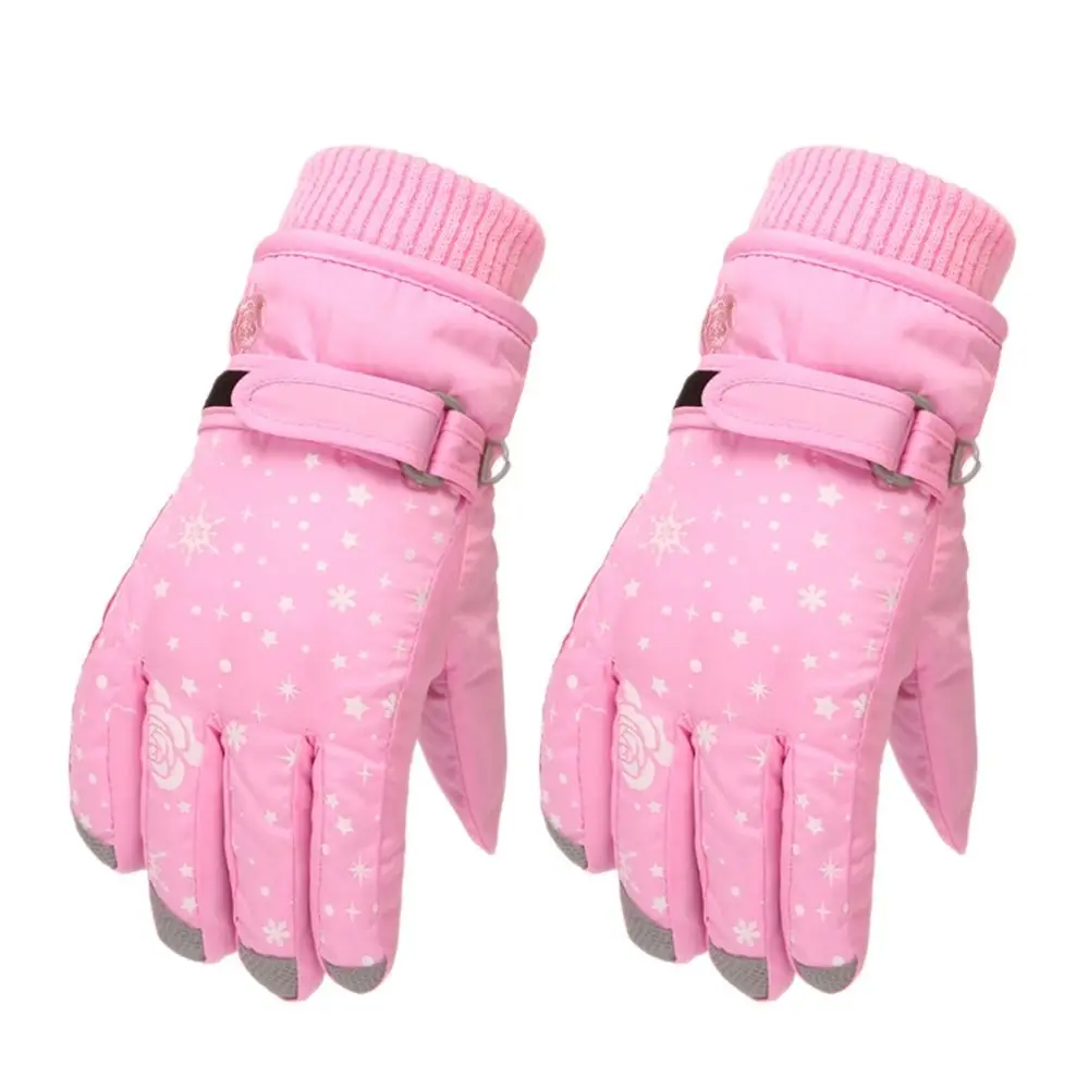 Girls Snow Snowboard Thicken Warm Waterproof Children Skiing Gloves Outdoor Sports Mittens Ski Kids Cycling Gloves 5-8Years 3