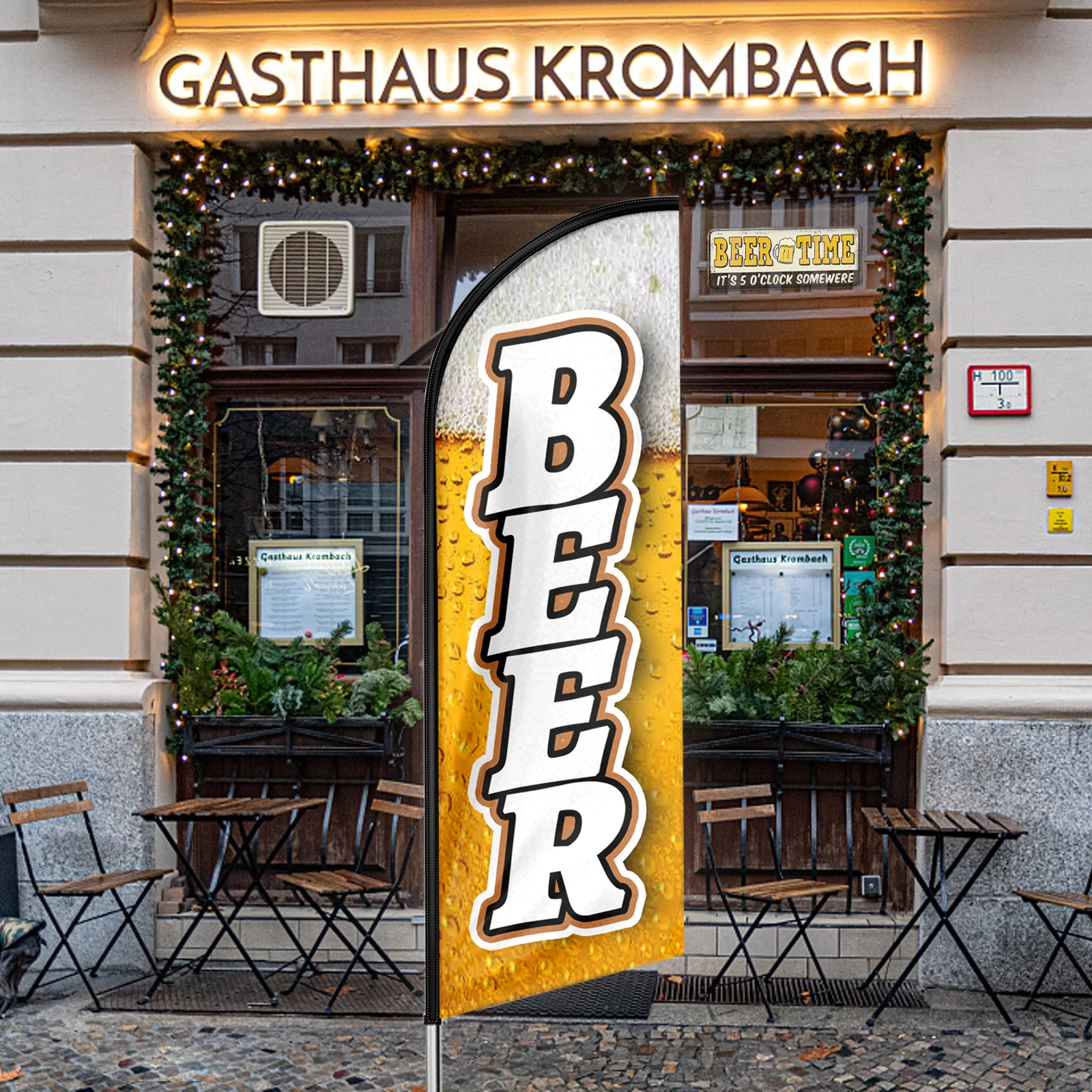 Printed Business Beer Promotional Advertising Feather Flag Sign Customized Outdoor Swooper Banner 8.2Ft✖2.1Ft Carry Bag Sale Now |