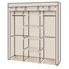 69" Portable Clothes Closet Non-Woven Fabric Wardrobe Double Rod Storage Organizer Beige 3