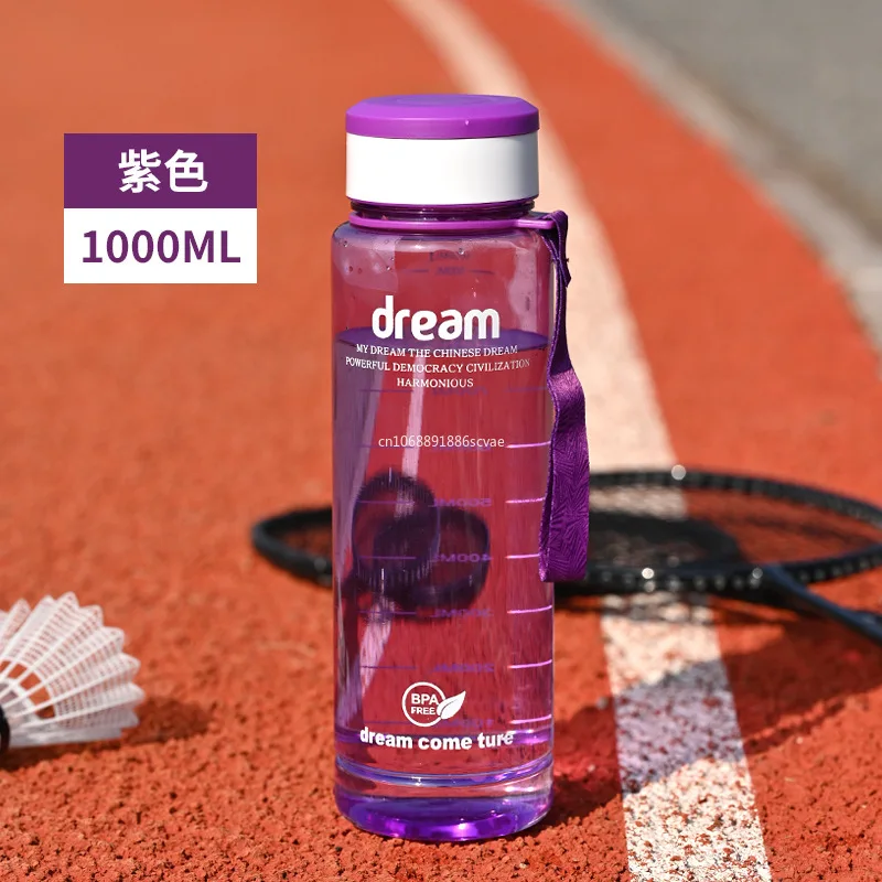 Sports Water Bottle 1 Pcs 1000ML Plastic Summer Large Capacity for Student Fitness
