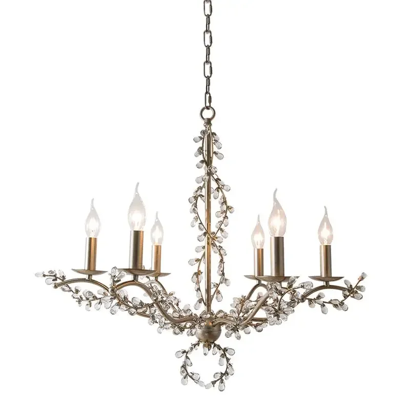 

Antique Silver Crystal Chandelier Lighting Cristal Hanging Light Fixture Luxury Home Decor Indoor LED Lamps