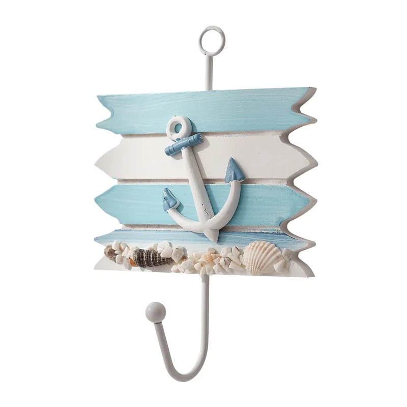 Mediterranean Style Hooks Decorative Wall Hook Nautical Coat Hanger Ocean Decor Key Hanger Beach Wall Home Decoration Wood Decor 6