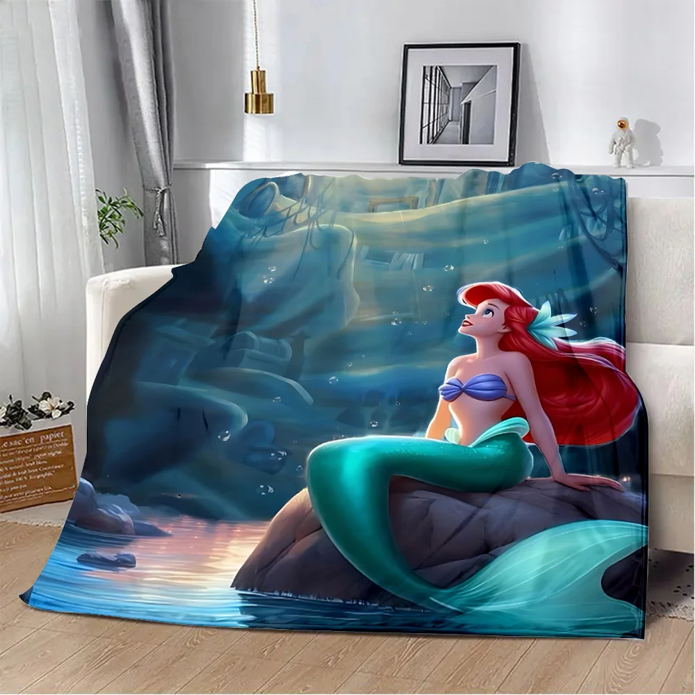 Disney Mermaid Princess Ariel Printed Blanket Picnic Blankets Warm Soft and Comfortable Blanket Home Travel Birthday Gift 4