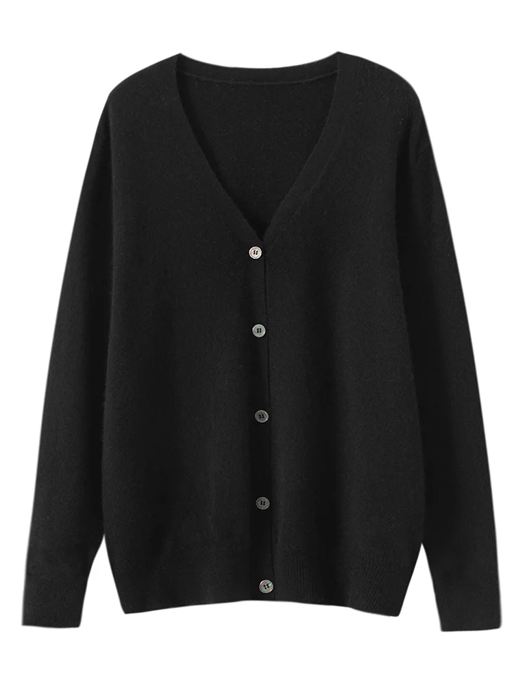 Fashion Men Wool Sweaters V-Neck Cardigan 100% Merino Wool Spring Autumn Soft Warm Long Sleeve Knitwear Shirts Smart Casual Tops