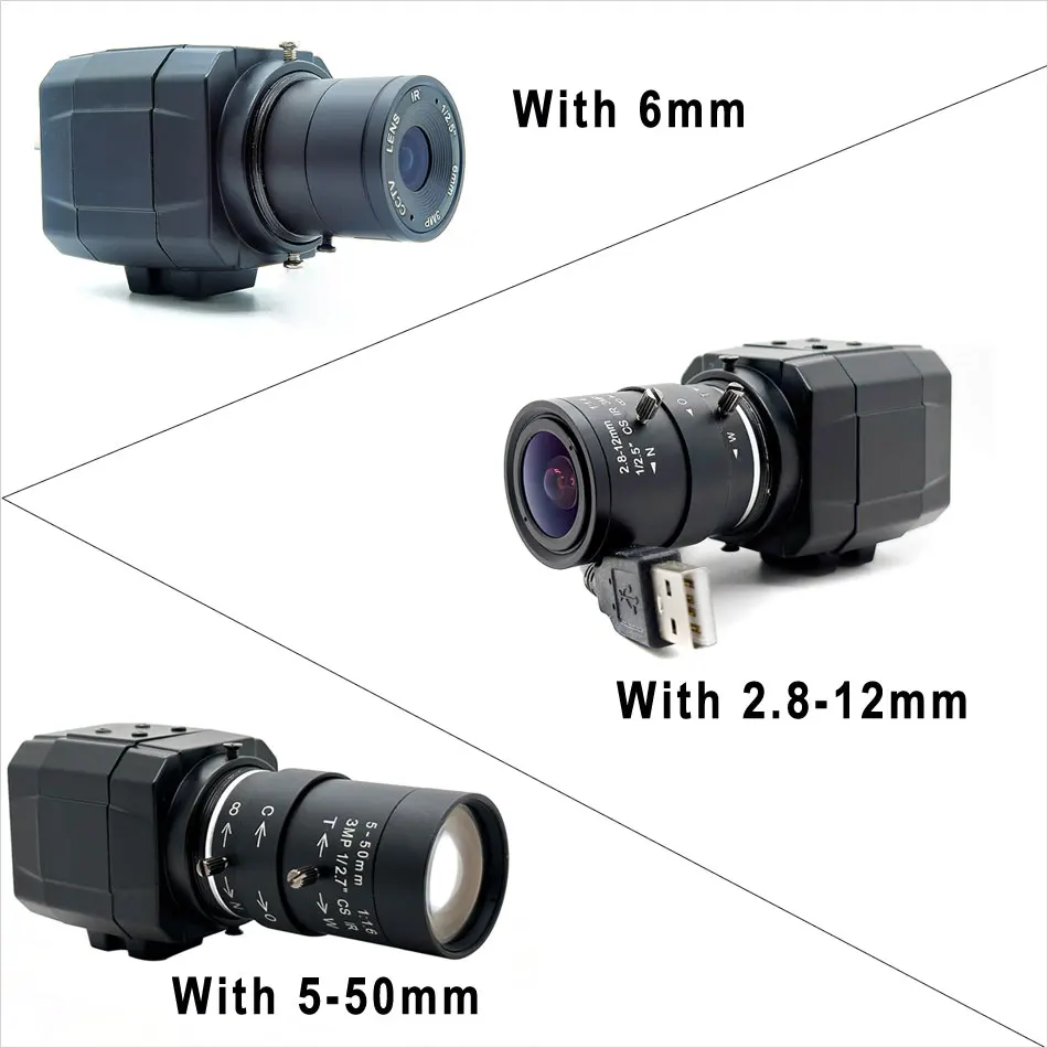 HD 4K  2K USB Metal Box PC Webcam 8MP 4MP With 6mm and 2.8-12mm 5-50mm Varifocal Lens USB Camera For Live Streaming Teaching 5