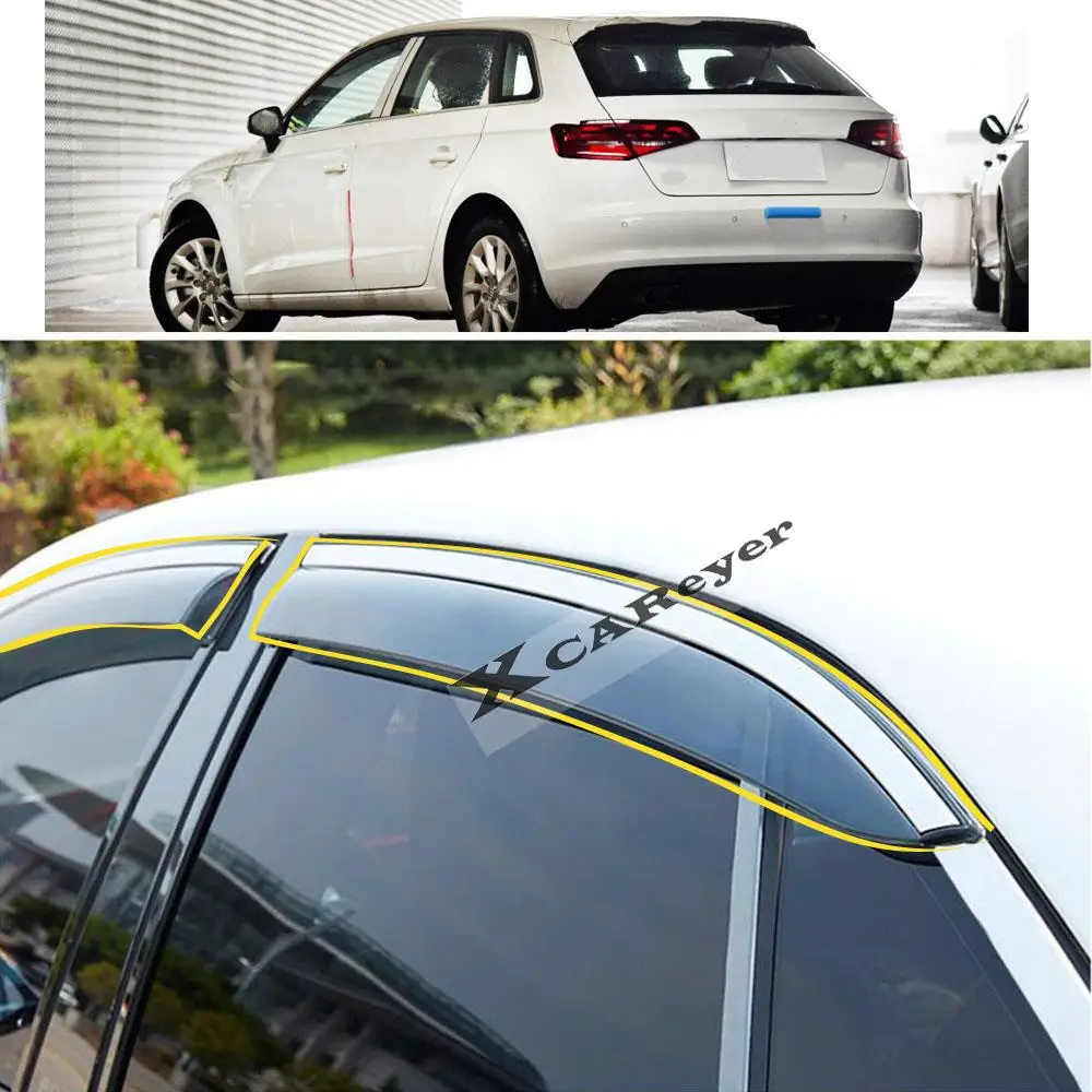 

Наклейка на корпус автомобиля для Audi A3 Sportback 2013, 2014, 2015, 2016, 2017, пластиковое стекло, ветрозащитный козырек, защита от дождя и солнца