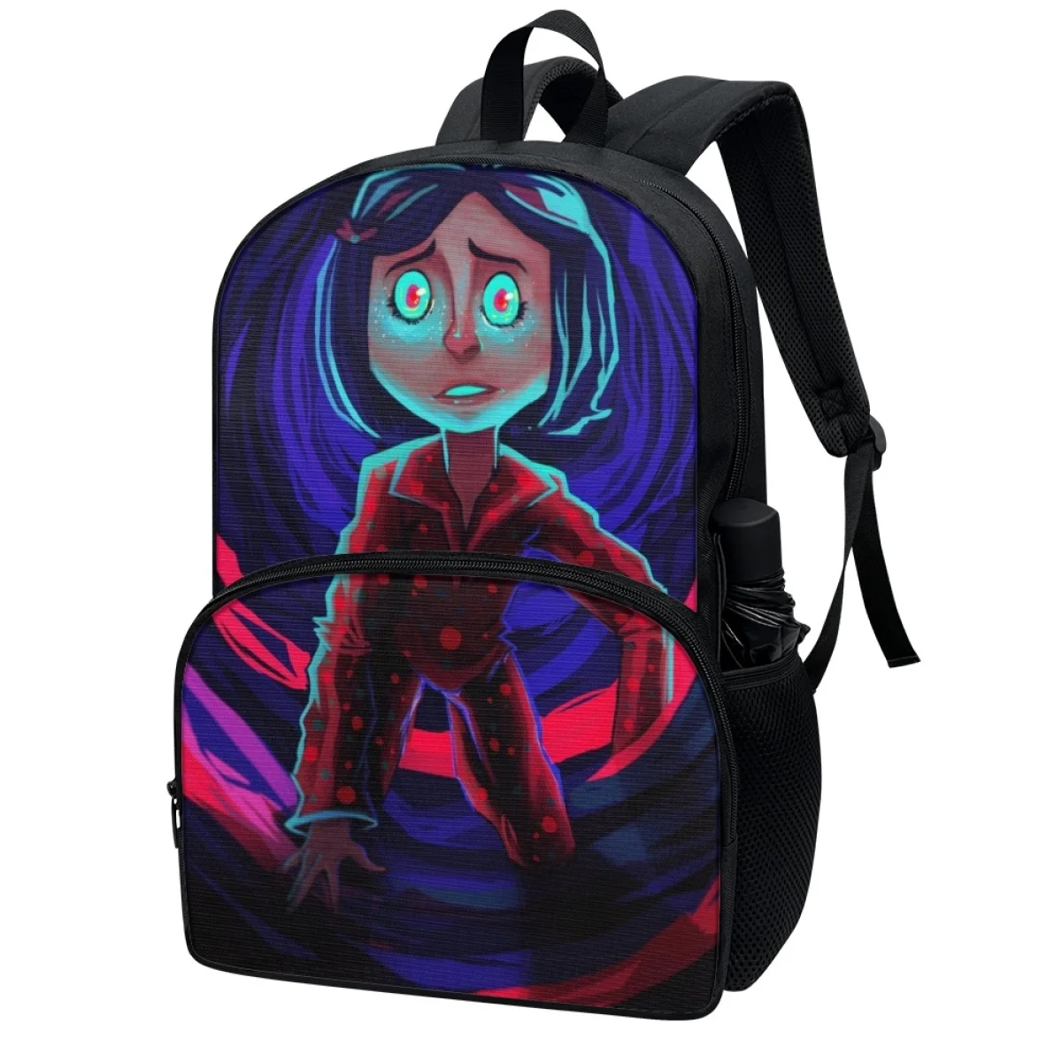 FORUDESIGNS 17 Inch Student Schoolbags Lightweight Fashion School Backpacks Coraline Fluffy Book Bag Stationery Storage
