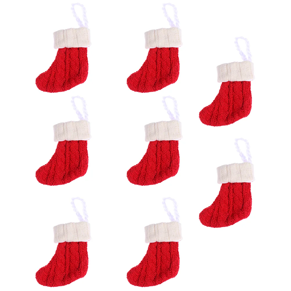 

Christmas Silverware Holder Utensil Bag: 8pcs Knitted Xmas Socks Fork Spoon Bag Red Stocking Cutlery Holiday Banquet Table