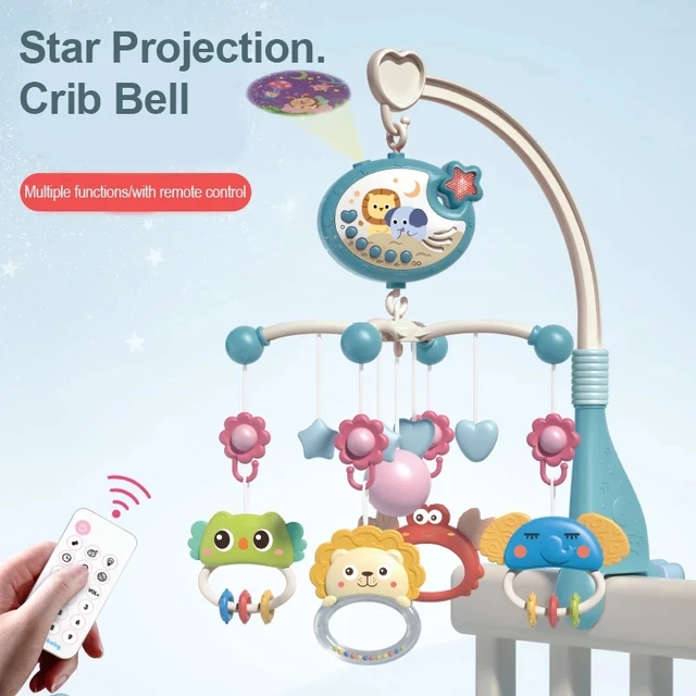 Baby Remote Control Bed Bell Can Be Fixed Rattle 360 Degree Rotating Cartoon Pendant projection With Music Box Entertainment 1