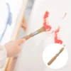 2pcs Chalk Wax Brush Round Hair Wood Handle Painting Waxing Tool For Stencils Furniture ( Beige ) 2