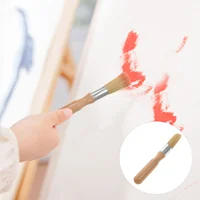 2pcs Chalk Wax Brush Round Hair Wood Handle Painting Waxing Tool For Stencils Furniture ( Beige ) 2