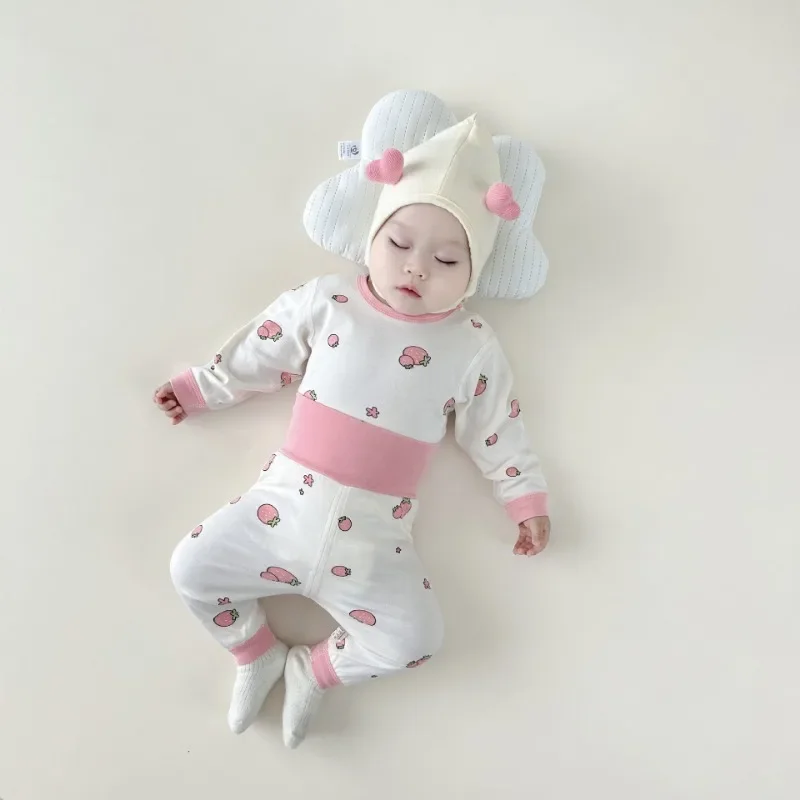 Baby Autumn Clothes Pants Set Children's Underwear High Waist Belly Pants Spring Pajamas Home Wear