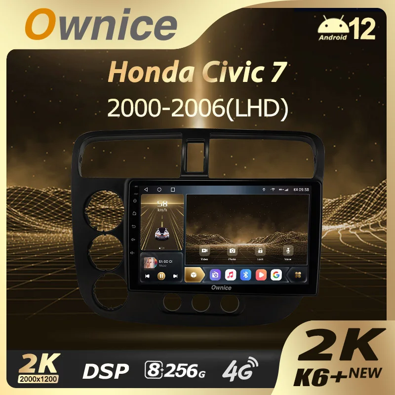 

Ownice K6 + 2K 8G+256G for Honda Civic 7 LHD RHD 2000 - 2006 Car Radio Video Navigation Stereo GPS Android 12 No 2din 2 Din DVD