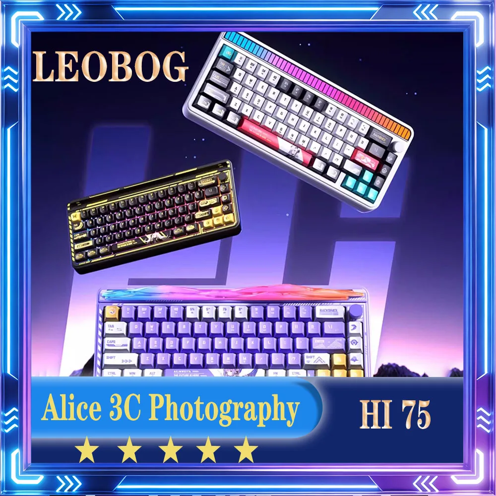 LEOBOG Hi65 기계식 키보드 무선 블루투스 RGB 저지연 e스포츠 게임 키보드 다기능 노브 핫스왑 기능 선물용