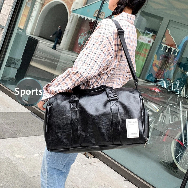Large-capacity Lightweight Travel Bag Multifunction Fitness Bag Women Yoga Sports Training Bag Men PU Water-proof Shoulder Bag 2