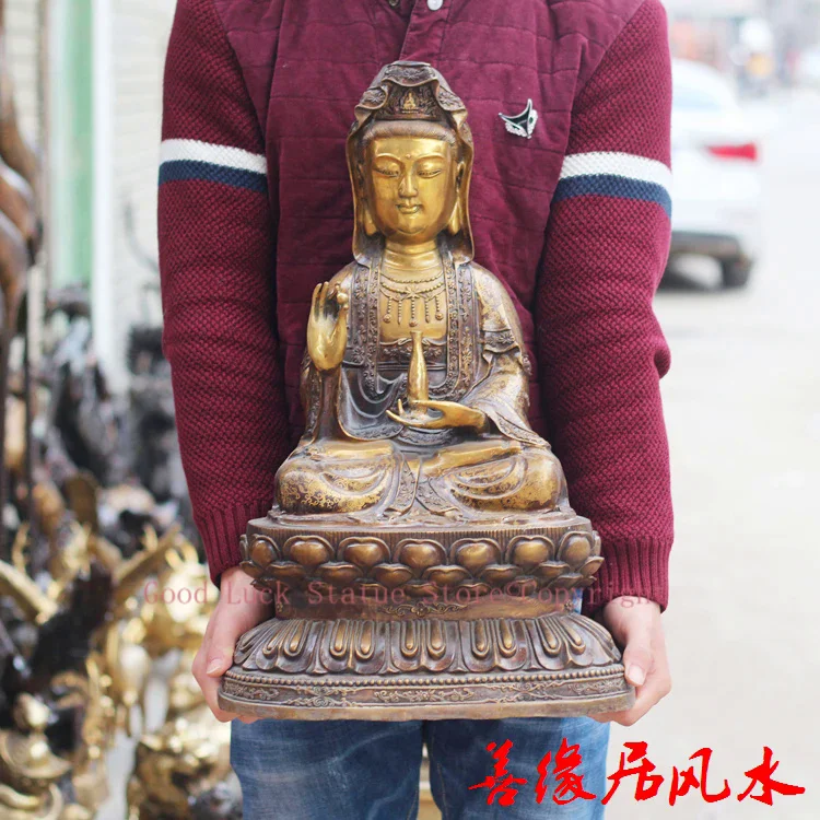 

55cm large Southeast Asia home hall Lobby Temple bless efficacious protection Retro bronze Guanyin Bodhisattva Ornament Buddha