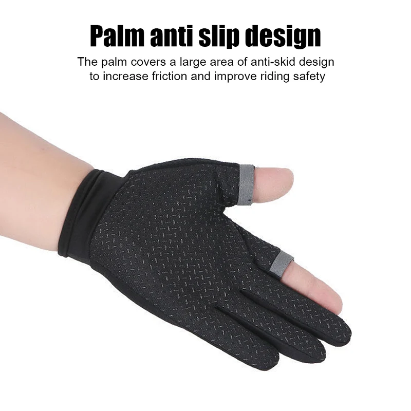 Summer Men's Fishing Gloves Anti-UV Cycling Women Two Finger Cut Male Touch Screen Angling Anti-Slip Breathable Fitness Gloves 6
