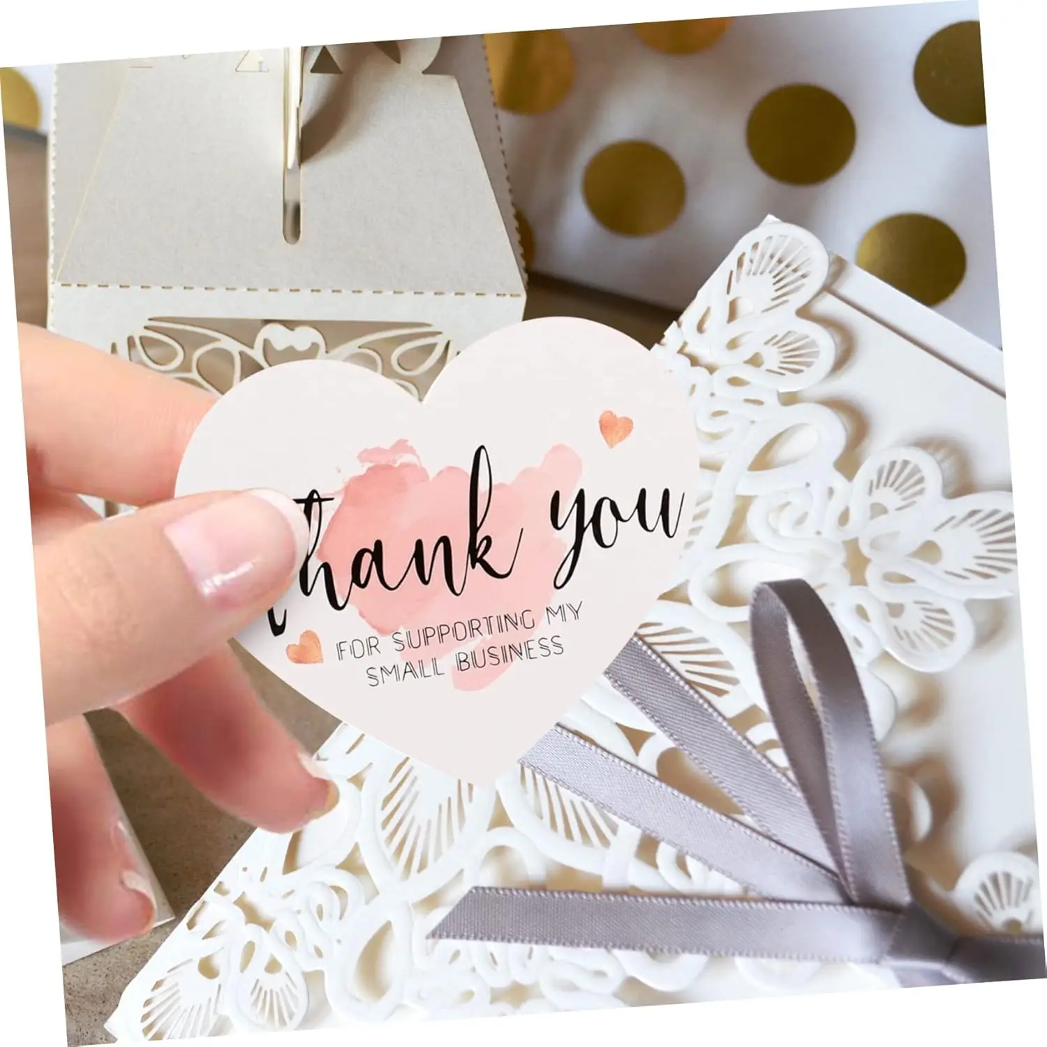 Thank You Tags 50/100Pcs 5 Styles Paper Gift Greeting Cards Thank You for Supporting My Small Business