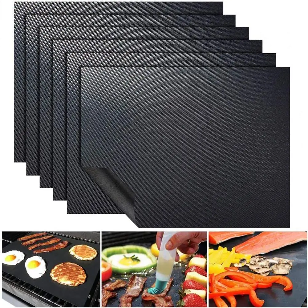 BBQ Mat 40*33cm BBQ Outdoor Baking Non-Stick Mat Reusable for Party BBQ Mat  Accessories Sheet Heat Resistant Easy Cleaning