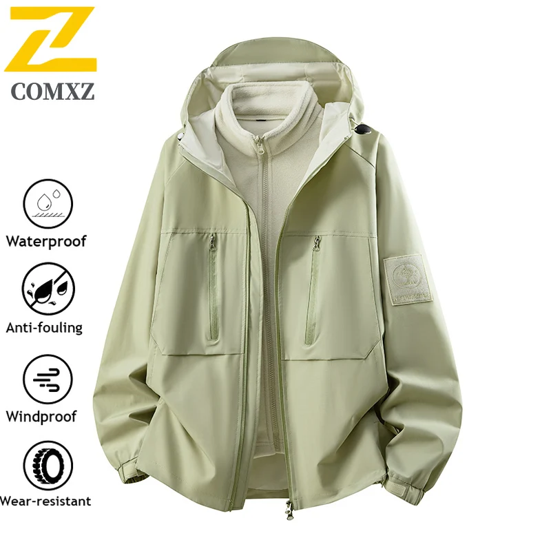 Men's Functional Jacket Multi-Pocket Hooded Mountaineering Waterproof Wear-Resistant Work Jacket Fashionable Men's Windbreaker