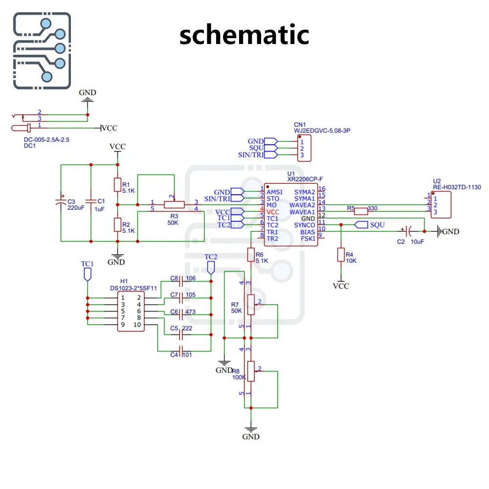 Enhanced Function Signal Generator DIY Kit - Adjustable Sine, Triangle, Square Wave Output, 1Hz to 1MHz, DC 9-12V