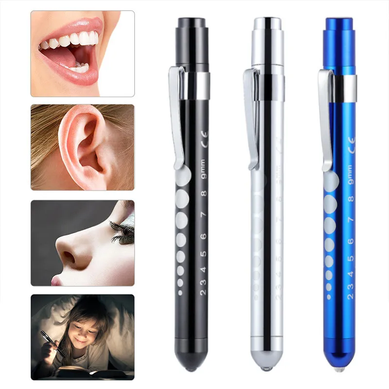 Compact LED Medical Penlight with Pupil Gauge and Work Light Functionality