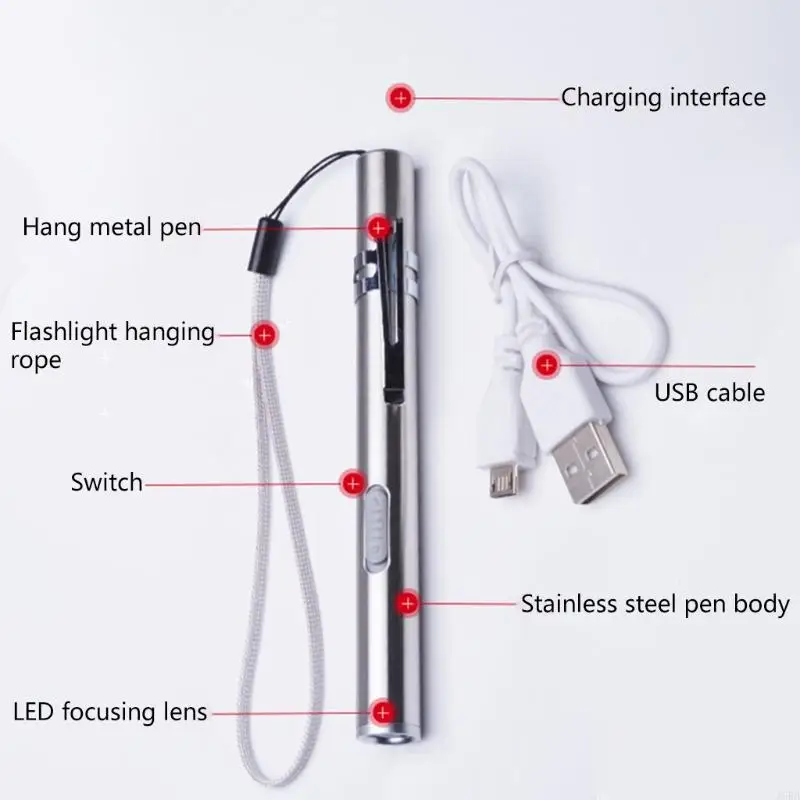 J6BB USB Rechargeable Handy Pen Light Mini Nursing Flashlight LED Torch Lamps led flashlight,mini flashlight,led flashlights,mini led flashlight,led torch light