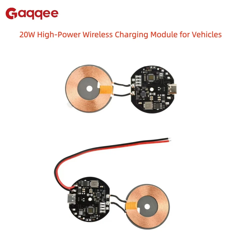 High-Power 20W Wireless Car Charging Module with Type-C Port