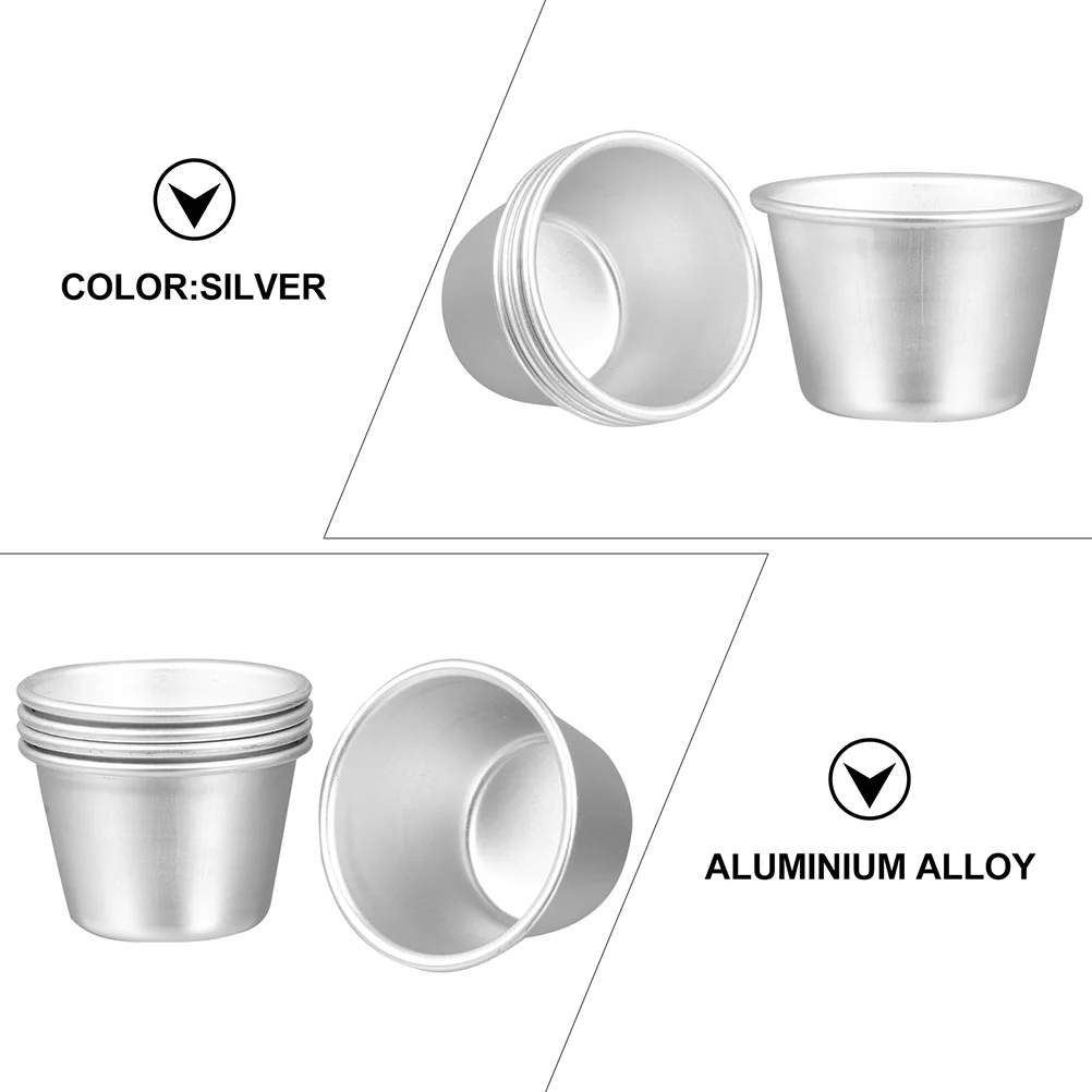 

6pcs Round Design Kitchen Cake Pan Baking Mold Aluminum Alloy Pudding Mold