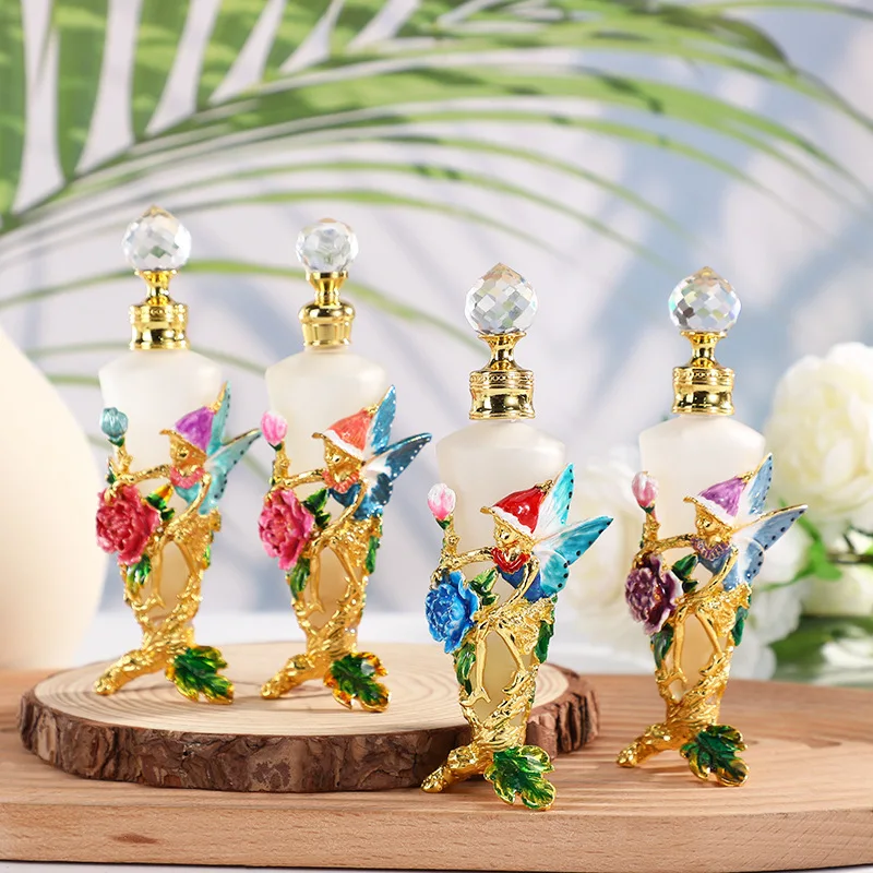 

60 X Vintage Classic Peony Fairy Enamel Color Craft Perfume Essential Oil Bottles Empty 25ml Dubai Essence Bottles