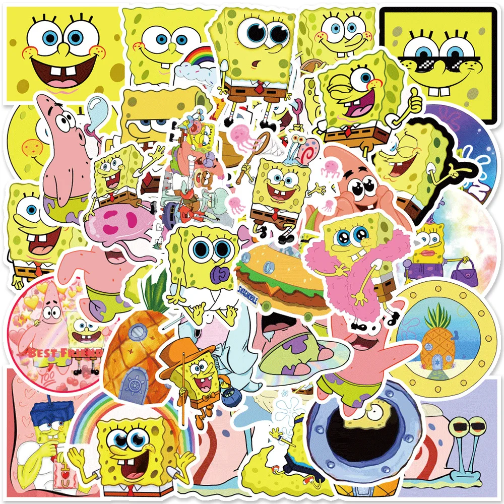 

50pcs Cartoon Cute Sea Creatures Spongebob Kids Stickers