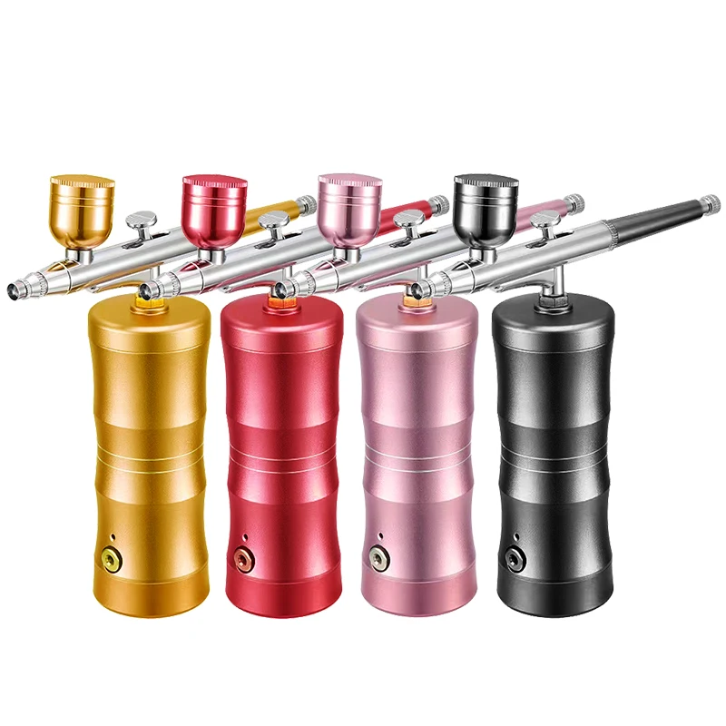 Mini Air Compressor Kit 0.3mm Air-Brush Paint Spray Gun Airbrush For Nail Art Tattoo Craft Cake Nano Fog Mist Sprayer
