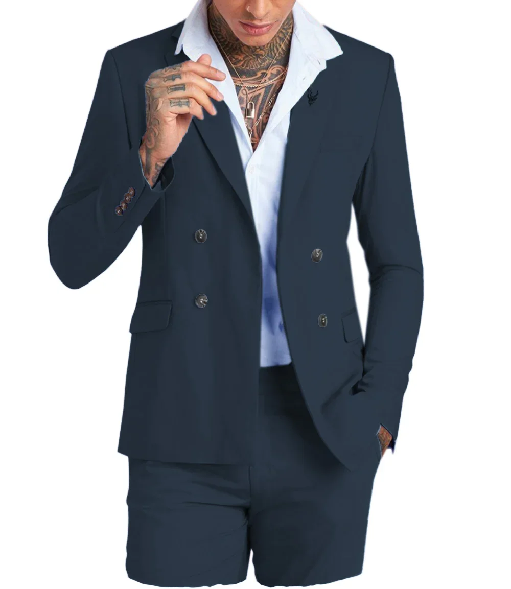 Classic White Mens Suits Two-piece Lapel Business Office Campus Travel Custom Color Size (Blazer + Pants)