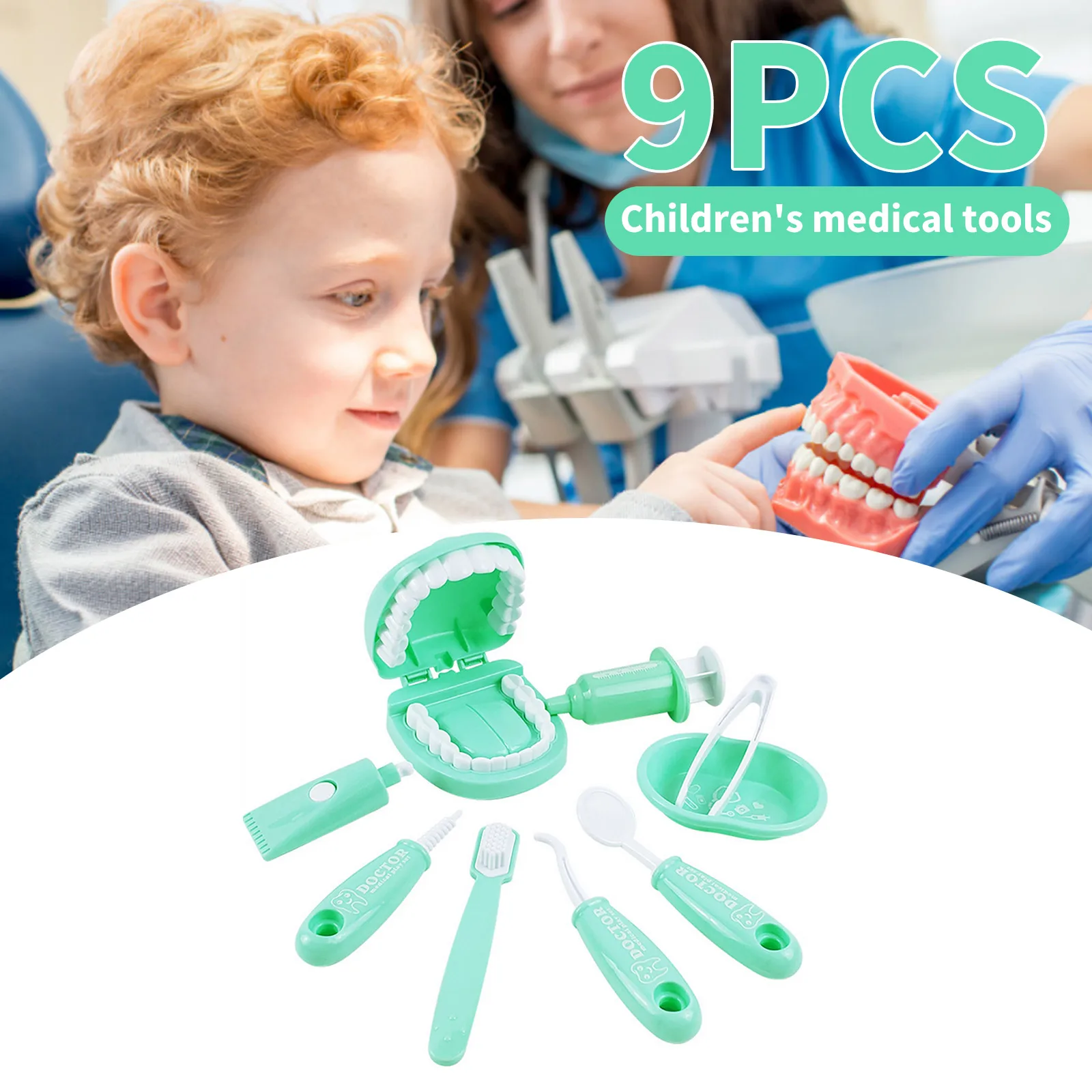 9pcs Children Montessori Toys Parent-child Interactive Dentist Medicine Montessori Toy Teaching Aids Non-toxic for Girl Boy Baby 4