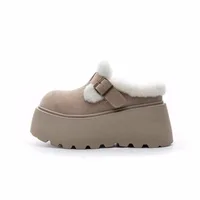 Women's High Platform Slippers 7CM Wedge Shoes Women's Outside Leather Casual Chunky Sneakers Breathable Cotton Slippers - Image 6