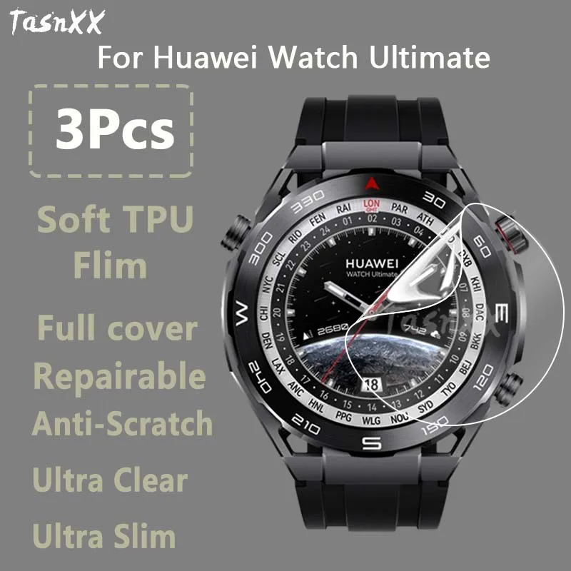 3 Pezzi Per Huawei Watch Ultimate Gt Cyber Ultra Clear Ultra Slim Soft Hydrogel Pellicola Protettiva Per Schermo Riparabile-Senza Vetro Temperato