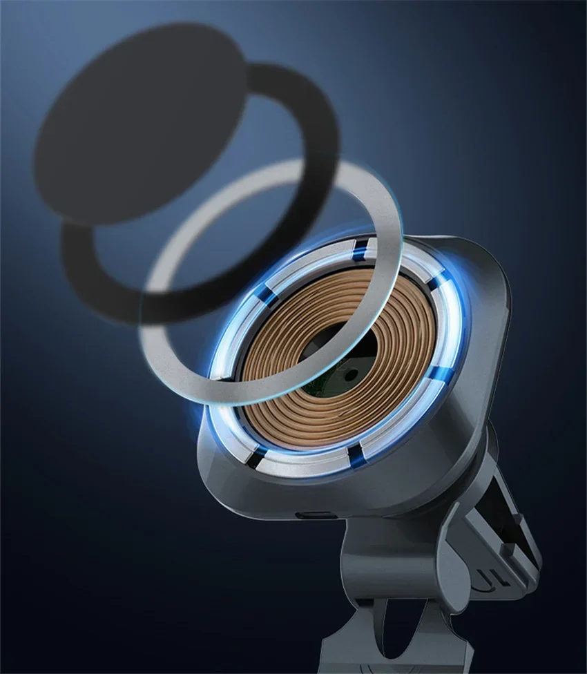 Supporto per caricabatterie magnetico wireless da 30 W, supporto per caricabatterie da auto per iPhone 12, 13, 14, 15 Pro, ricarica rapida_voghion.com