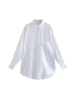 Women Fashion With Pocket Oversized Shirts Vintage Long Sleeve Button-up Female Blouses Blusas Chic Tops - Image 6