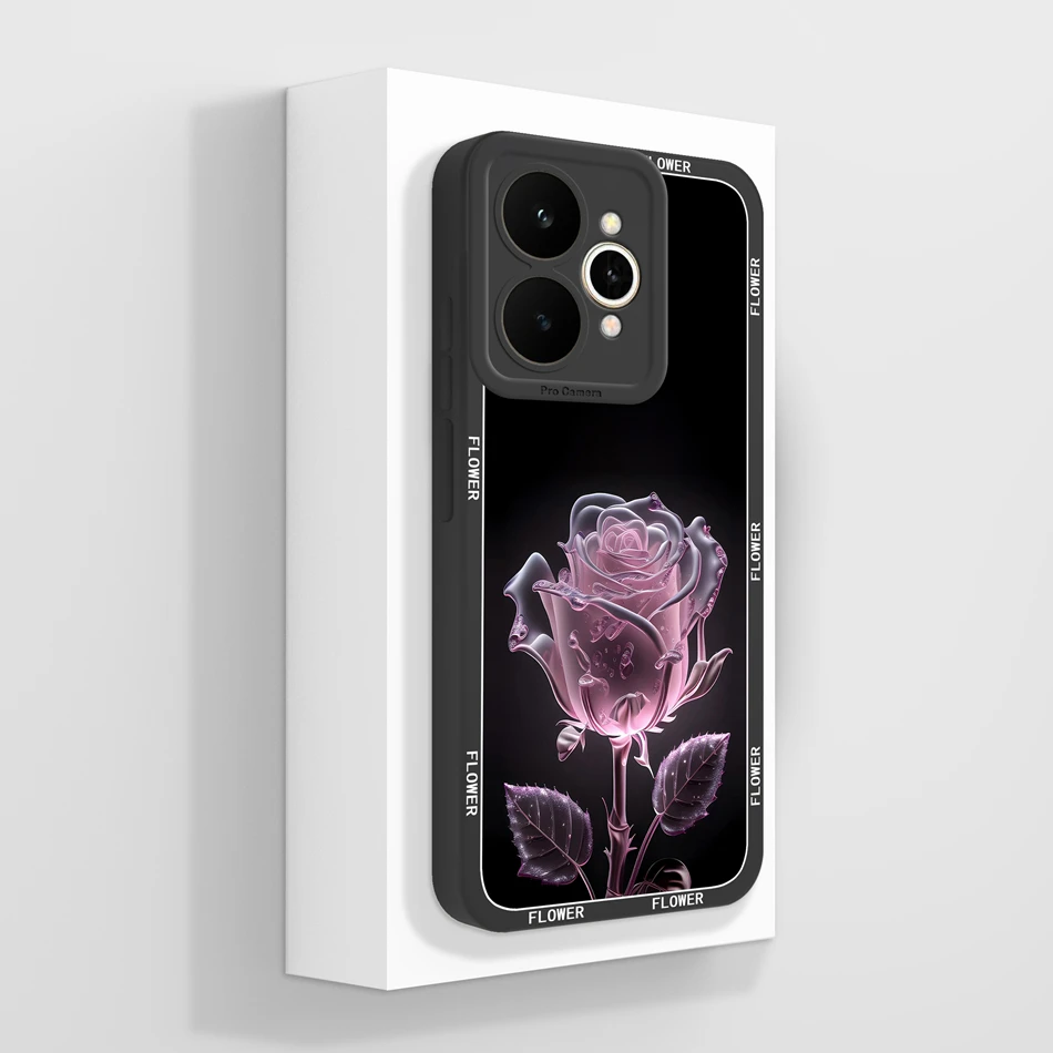 Pretty Flowers Pattern Soft Liquid Silicone Shockproof Phone Case - Full Coverage Bumper