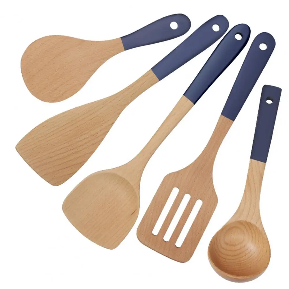 

Heat-resistant Cooking Utensils High-quality Anti-skid Wooden Kitchen Utensils Set 5-piece Temperature Resistant Cookware